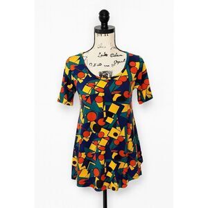 LulaRoe Perfect T - XXS | Colorful Geometric Print